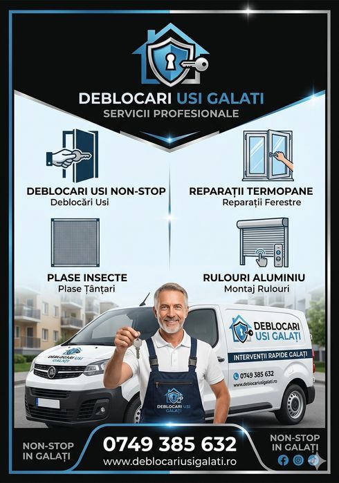 Reparatii Usi/Lacatus  Usi Galati/Reparatii termopane/yale usi/Deblocari usi/Broaste usi/ Plase /Rulouri