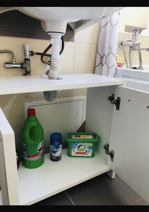 VÂND set moblier baie - oglindā, lavoar, dulāpior alb, culori neutre