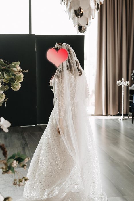 Свадебное платье ручная работа, покрытое пайетками