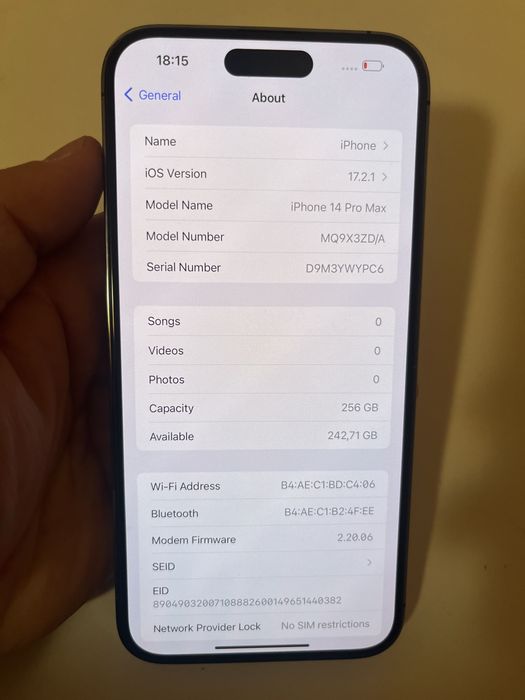 Iphone 14pro max 256GB 100% bat