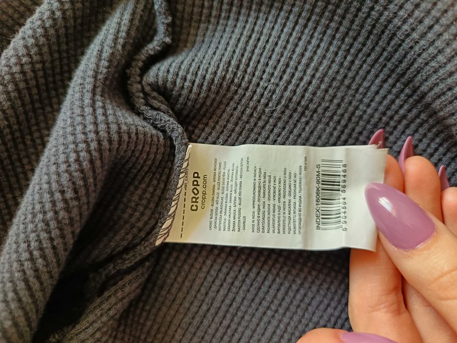 Bluză crop texturată, gri închis, Cropp, mărimea S, stare foarte bună