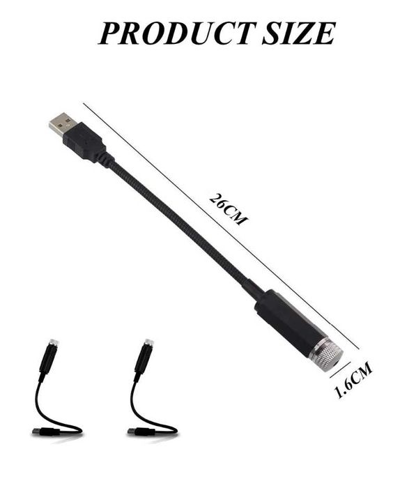 Mini lumină de tavan auto cu stele, pachet de 2 lumini