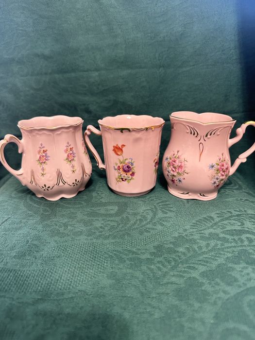 Чешки розов порцелан-големи чаши мъг за кафе, чай и Royal Dux Bohemia