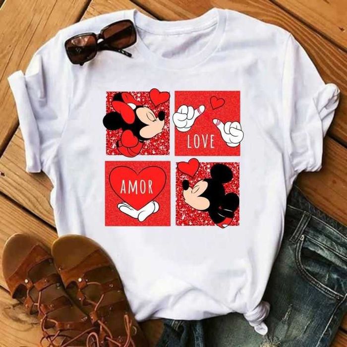 Дамски тениски с сърца принт - 11 модела XS-4XL