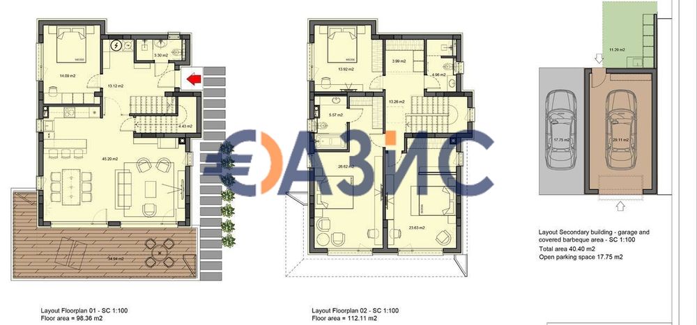 Двуетажна къща с гараж в нов премиум комплекс „Парадайз Хоумс“,