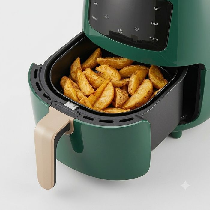 Нов Голям Еър Фрайър 6L / 2400W – Фритеза с горещ въздух (Червен / Зелен)