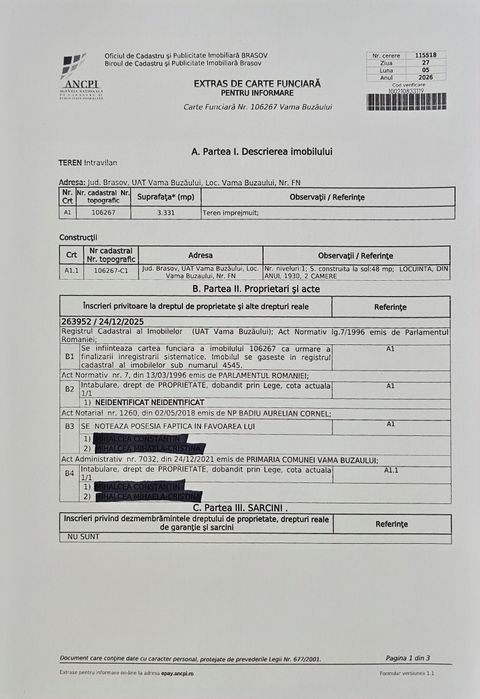 Vand teren intravilan in Statiunea Vama Buzaului