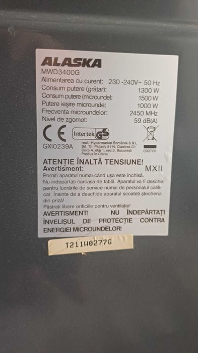 Cuptor cu microunde ALASKA MWD3400G -34 litri