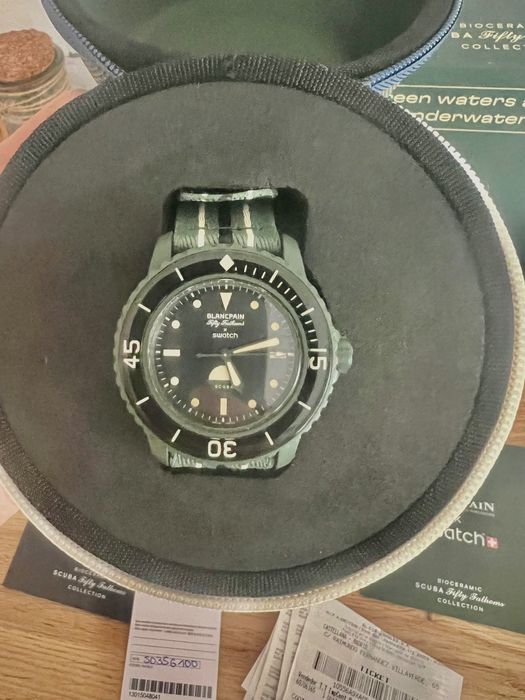 Часовник Swatch x blancpain scuba green limited