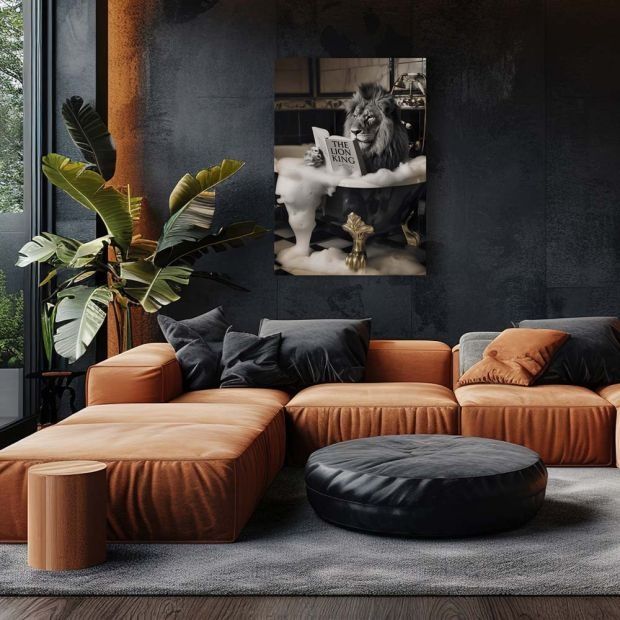 120см! Стъклена картина "Лъв"