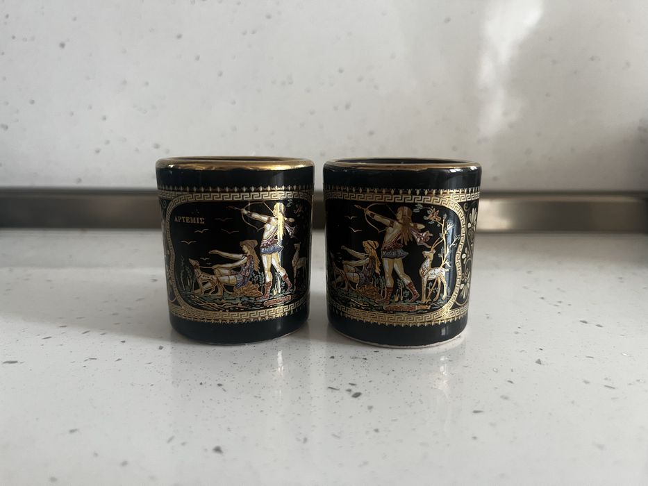 Декоративни шот чашки – Гърция, 24K злато (2 бр.)