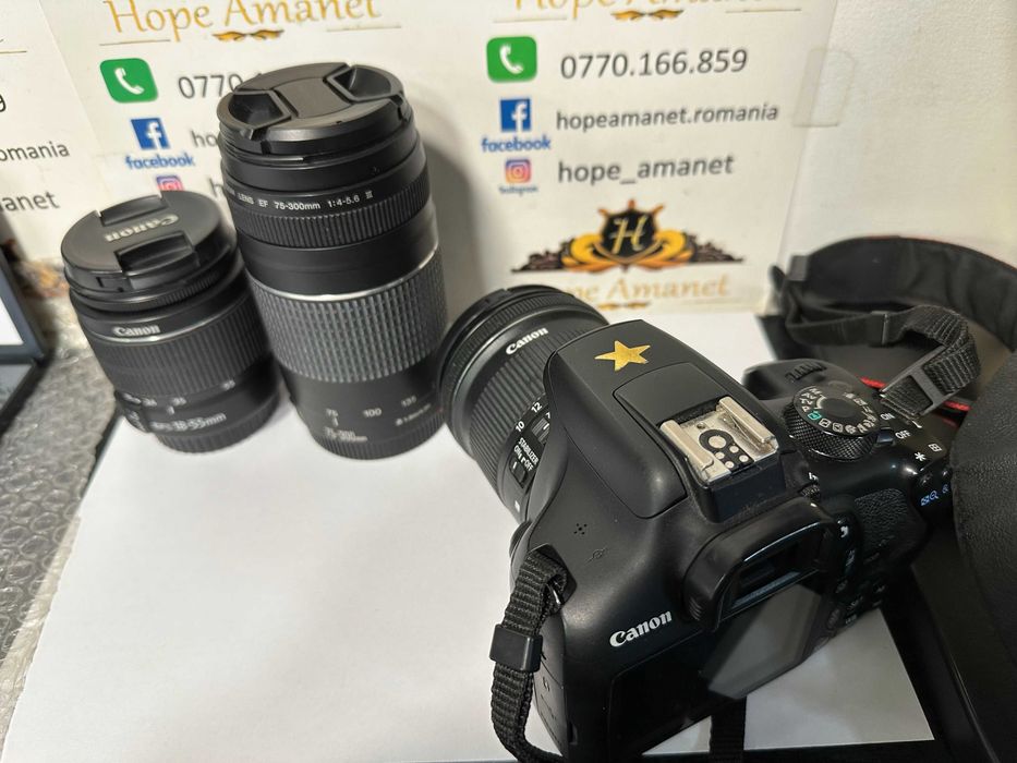 Hope Amanet P10/Aparat Foto DSLR Canon EOS 1300D 18 MP + 3 obiective