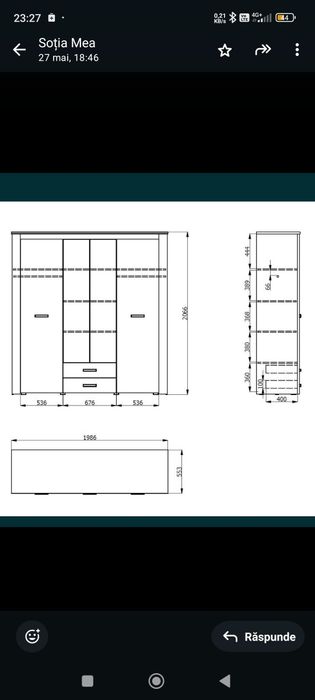 Dulap dormitor dressing șifonier