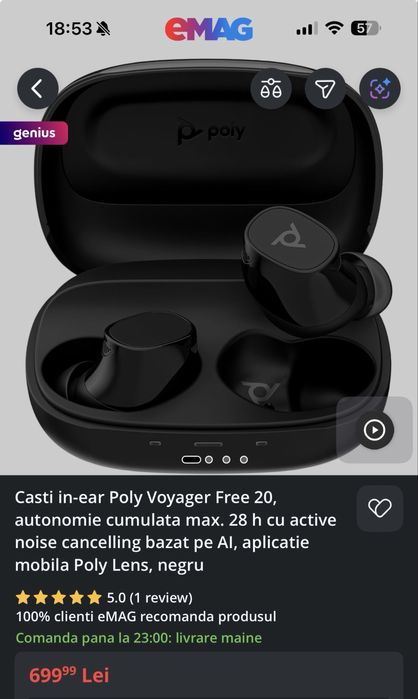 Casti in ear Poly Voyager free 20