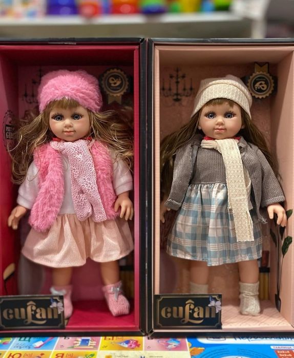 Кукла CUFAN детская мягкая в цветочном платье с шапочкой 38 см.