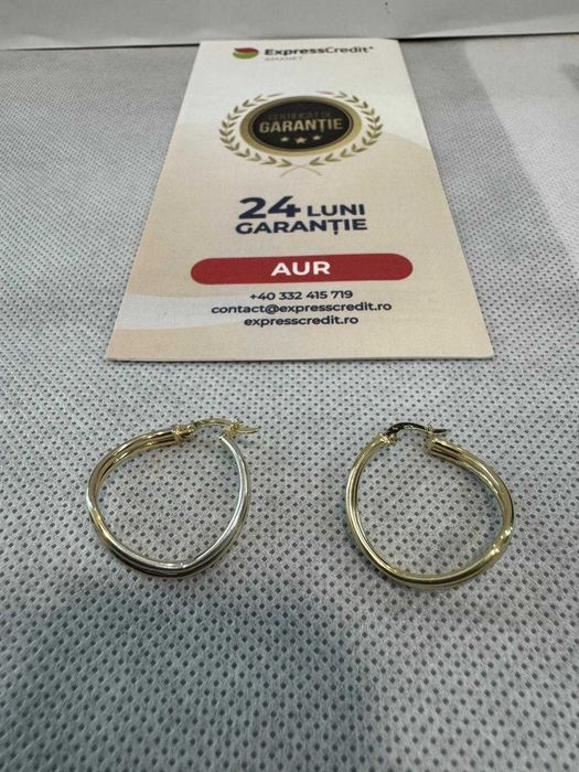 (Ag41) Cercei aur, 14K B5823 - Certificat de garanție!