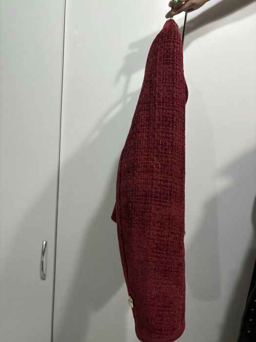 Пиджак бордовый твидовый