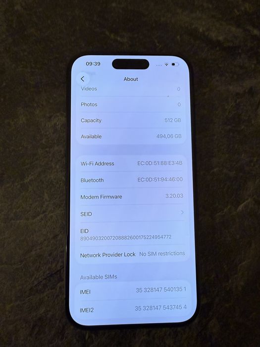 Iphone 15 pro memorie 512 gb barerie 88%