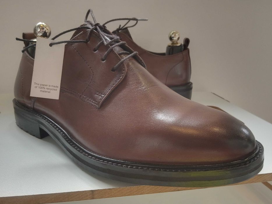 Pantofi derby 40.5 41 plain toe ZIGN London piele naturala burgundy