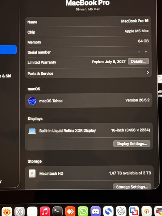 MacBook Pro 16'' M5 Max 18/40, 64GB, 2TB SSD Silver INT