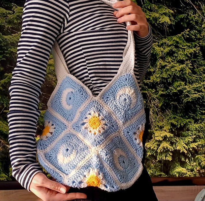 geanta tote bag, geanta de cumparaturi/ de plaja crosetata