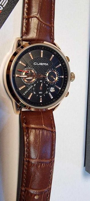 Ceas barbatesc superb nou, curea piele maro