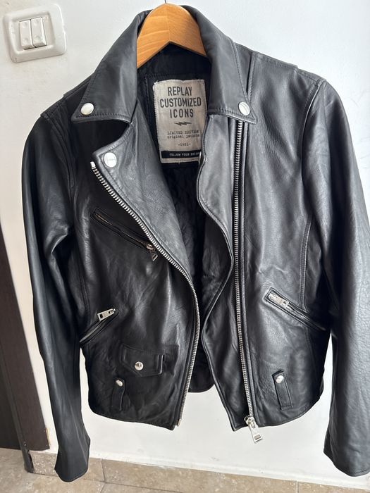 Geacă Piele Naturală REPLAY „Dark Days” Ediție Limitată Damă • Made in Italy • Mărimea S • Stare Top!