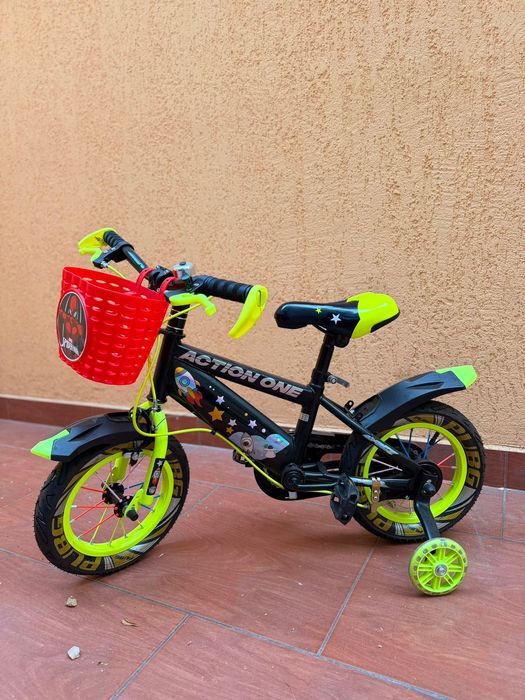 Bicicleta copii Action One, Kiddo II, 12inch, verde neon