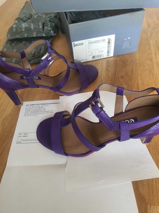 Sandale elegante dama Ecco, noi noute, mar.37, piele, culoare "iris"