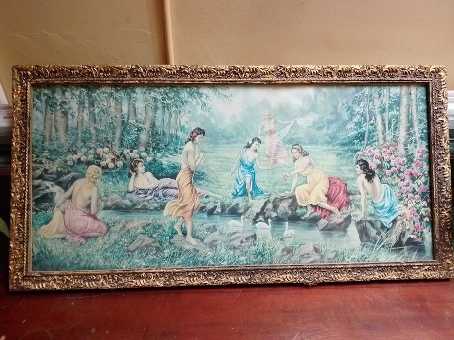 Tablou vechi de 50 de ani foarte frumos și mare!