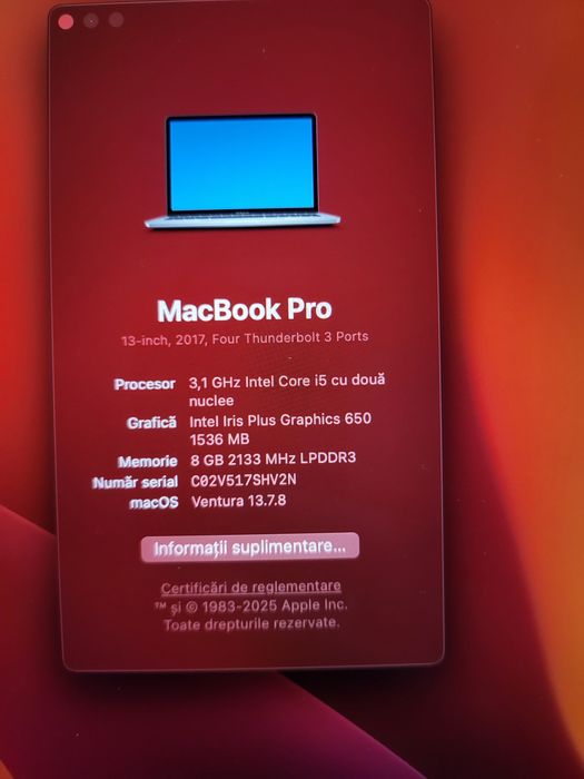 Macbook pro retina touchbar 2017 schimb cu placa  RTX