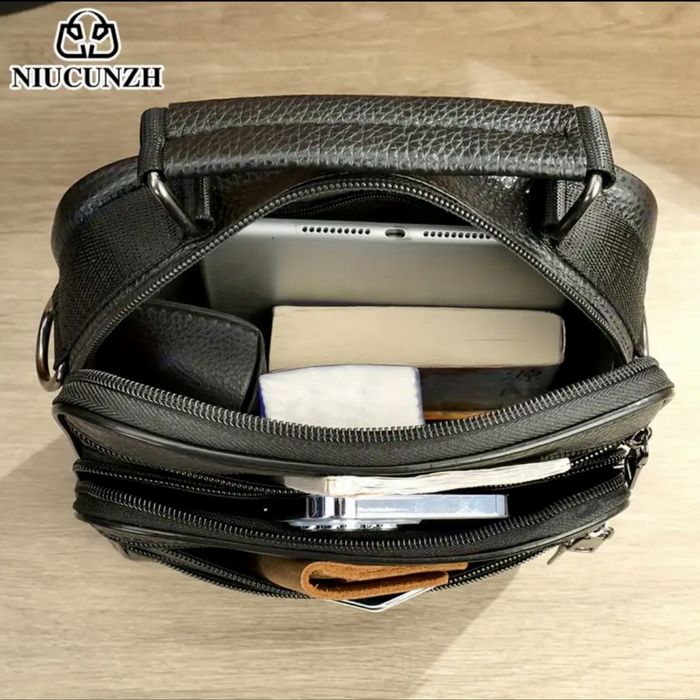 Мъжка класическа кожена чанта/Черна и Кафява естест. кожа -9% Промоция