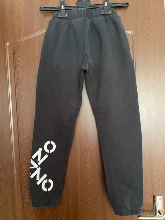 Pantaloni fete/unisex Kenzo, gri, logo alb, bumbac, 9-10 ani, buzunare