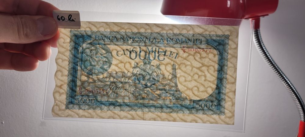 Bancnota 5000 lei decembrie 1945 bani vechi
