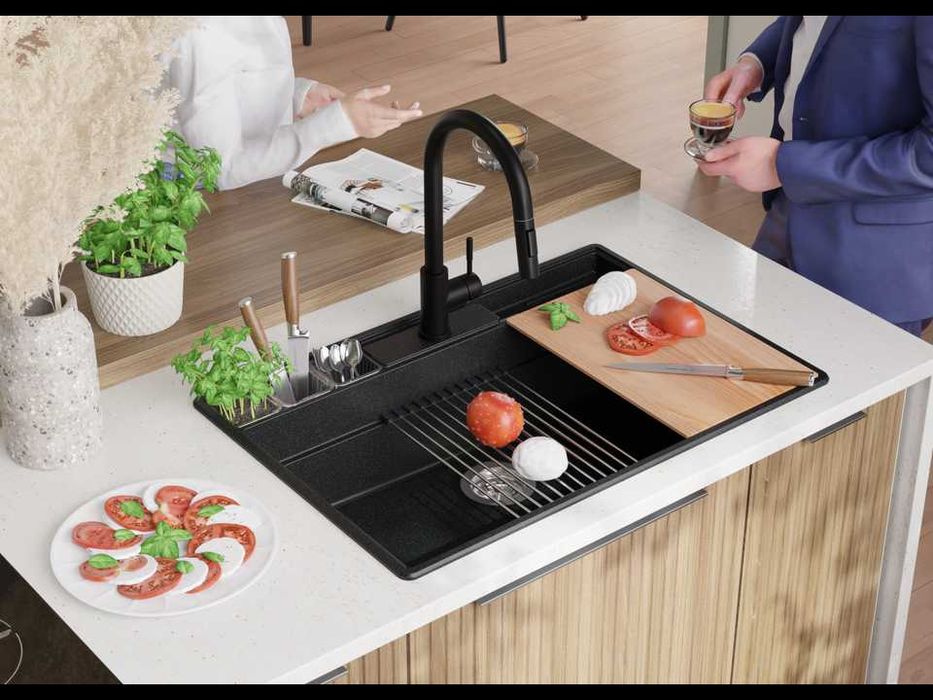 Графит кухненска гранитна мивка Ню Йорк 80 Multispace 780 x 530 мм