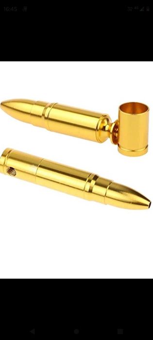 Pipa metalica pt fumat formă de glonț, aurie/Lulea