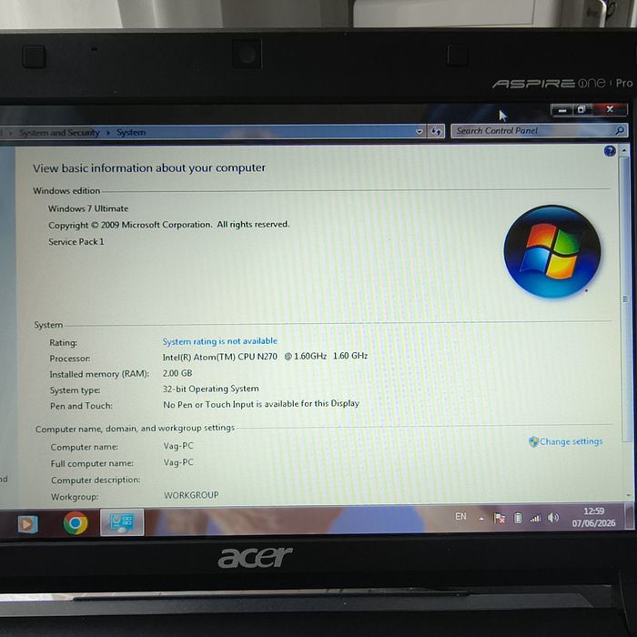 Mini laptop Acer Aspire One PRO