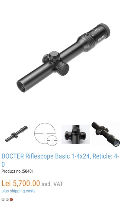 Luneta noua Vanatoare Docter(zeiss) 1-4x24 punct rosu Made in Germany