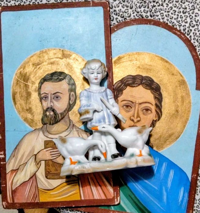 Icoană veche sfințită Sfântul Pantelimon cromolitografie piesă rară