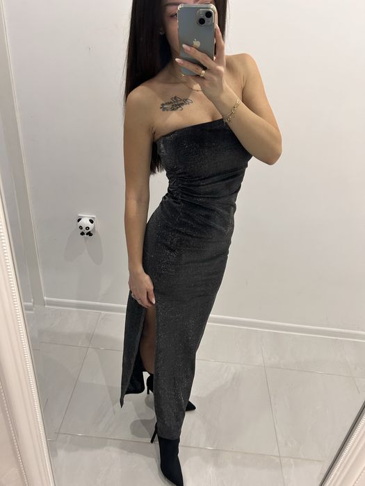 Блестяща рокля с цепка- Bershka