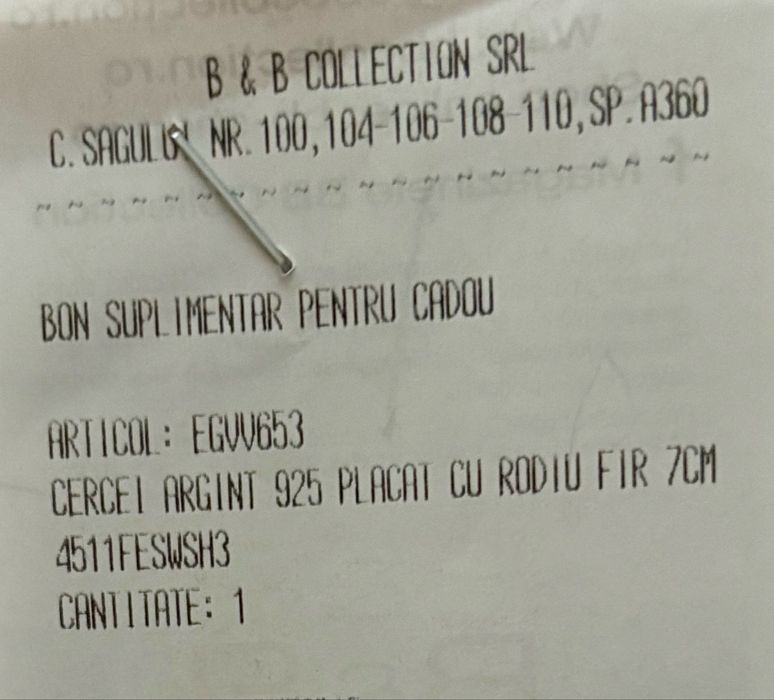 Cercei de argint 925 placat cu rodiu, fir 7 cm, cu steluta