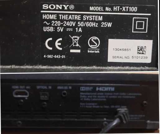 soundbar/soundplate sony ht-xt100 cu bluetooth si usb