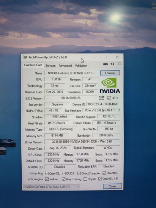 Видеокарта Gigabyte GTX 1660Super