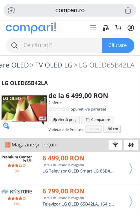 Smart tv Oled LG 65B4 164 cm, 4K 120Hz nou