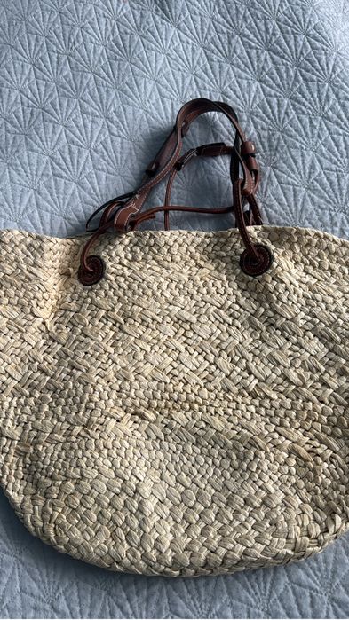 Пляжная соломенная сумка
