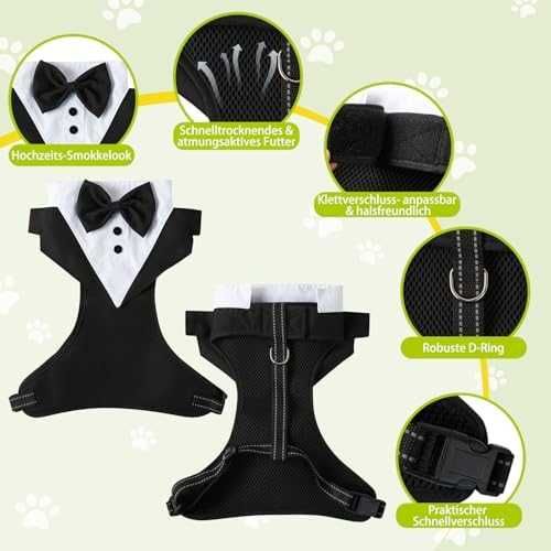 Нов Подплатен регулируем нагръдник смокинг с повод за малки кучета М размер