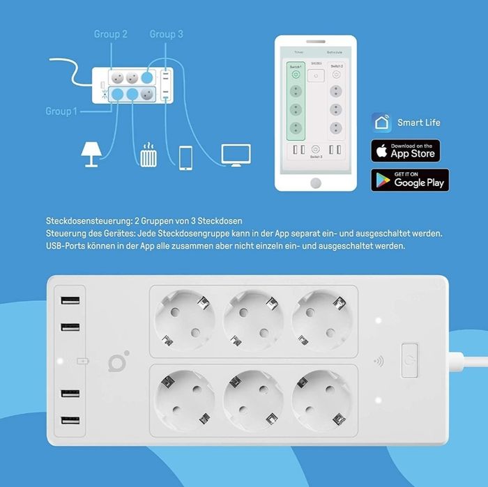 Smart WI FI Разклонител с 6 гнезда Acme SH3305