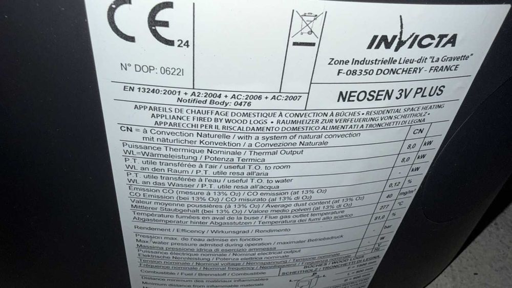 Semineu / Soba pe lemne - 8kw --- Noua