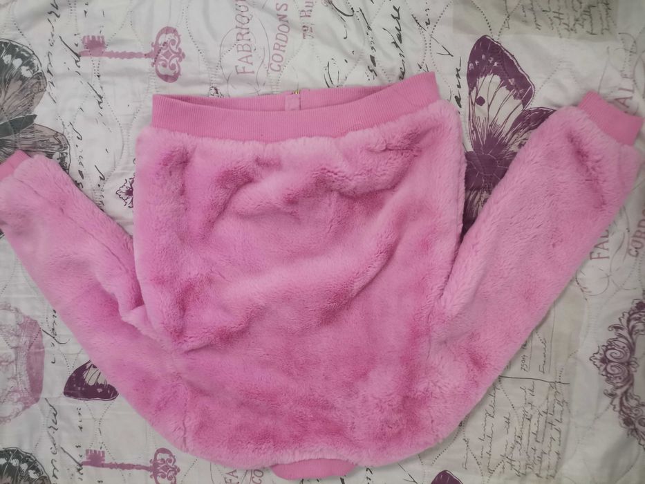 Детско розово пухесто яке с цип на  H & M