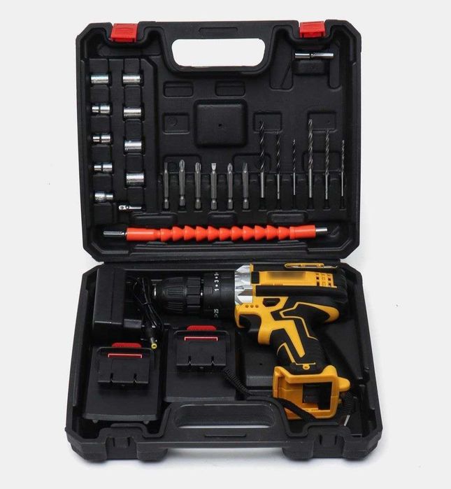 Шуруповерт электро дрель DEWALT 2 батарейки в кейсе с инструментами